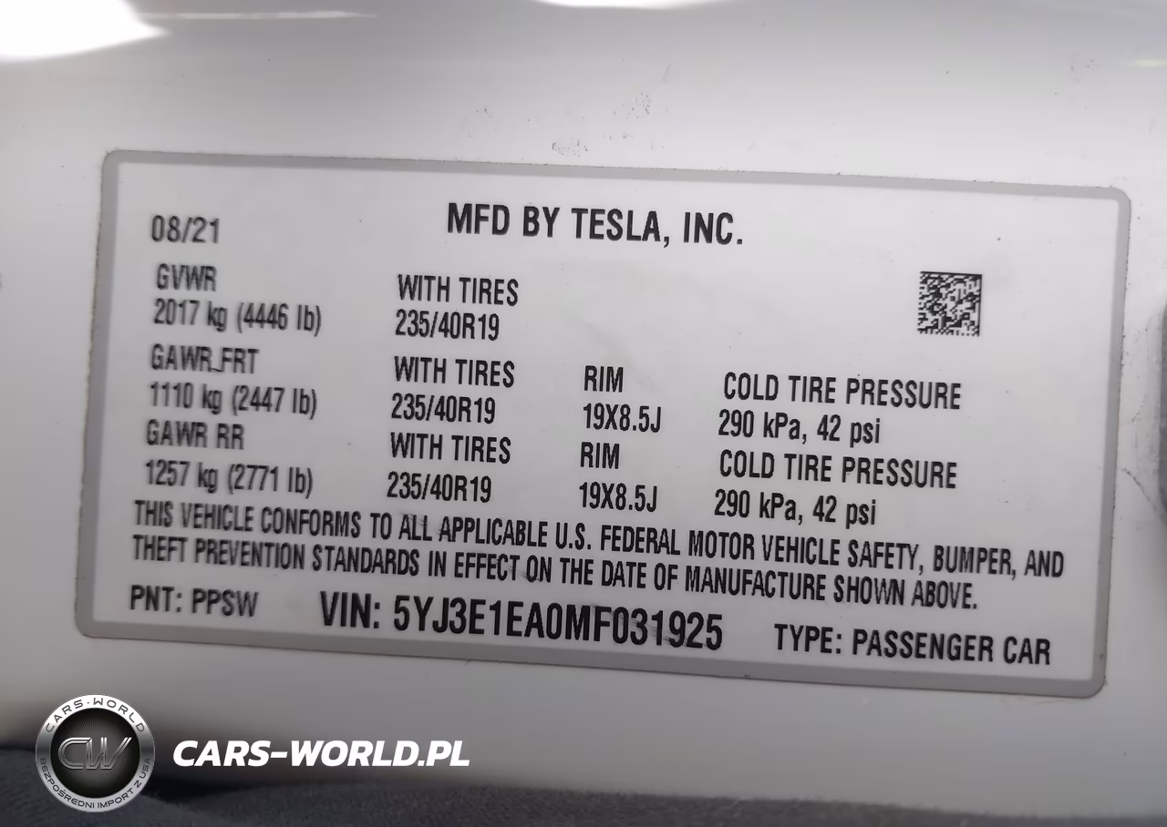 2021 Tesla Model 3 Standard Range Plus Rear-Wheel Drive VIN:5YJ3E1EA0MF031925 - 9