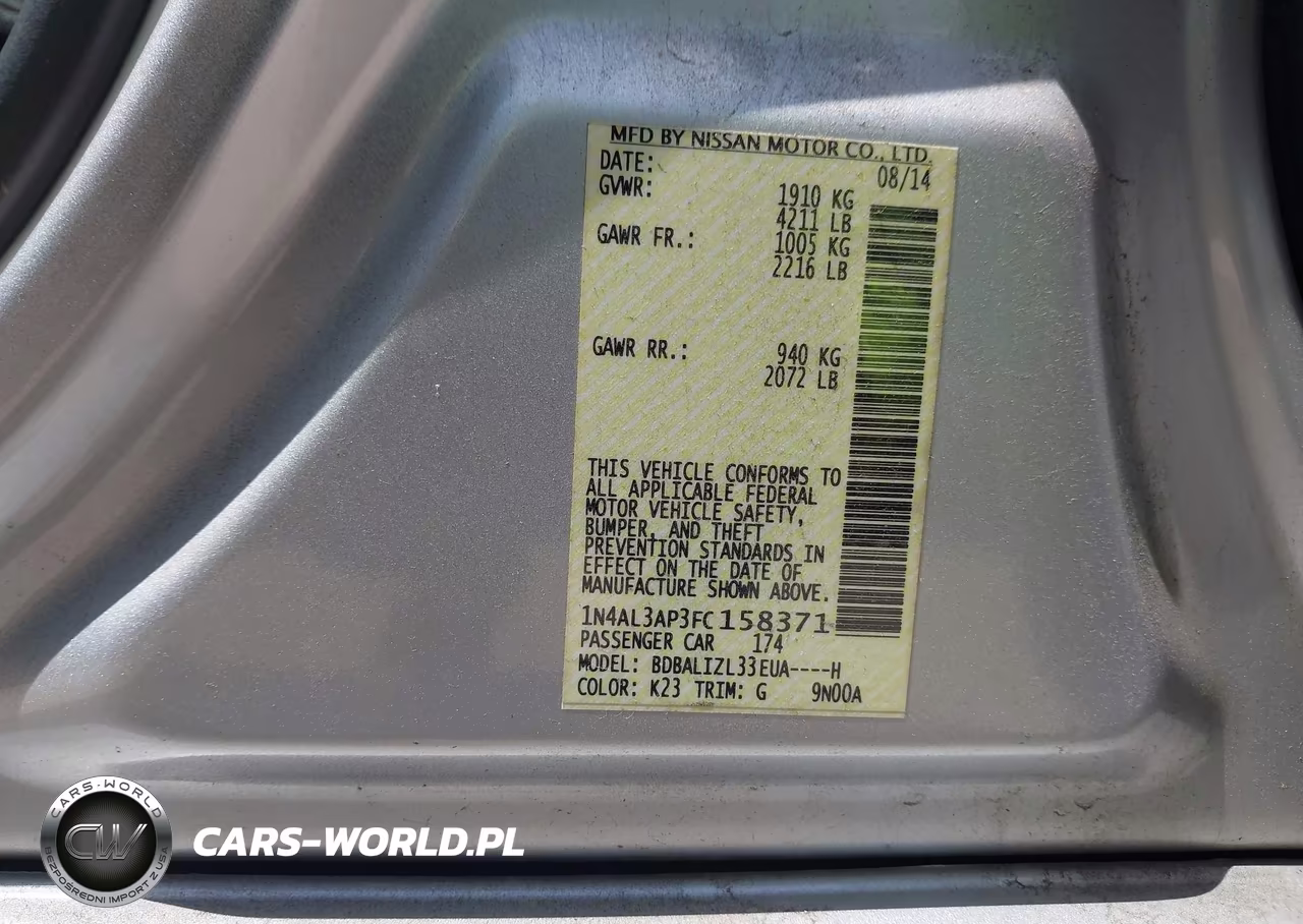 2015 Nissan Altima 2.5 Sv VIN:1N4AL3AP3FC158371 - 9