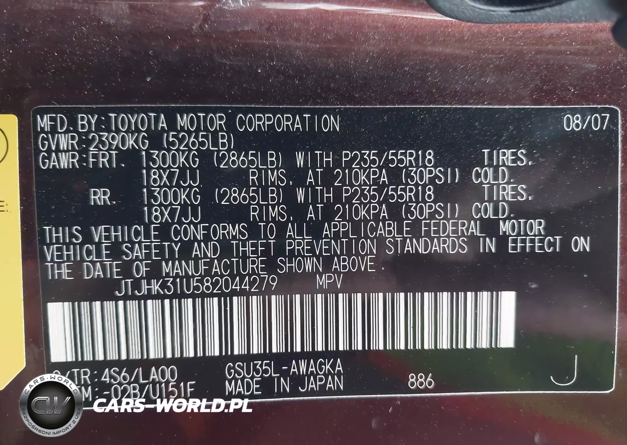 2008 Lexus Rx 350 VIN:JTJHK31U582044279 - 9