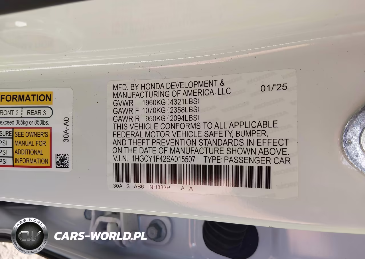 2025 Honda Accord Se VIN:1HGCY1F42SA015507 - 9