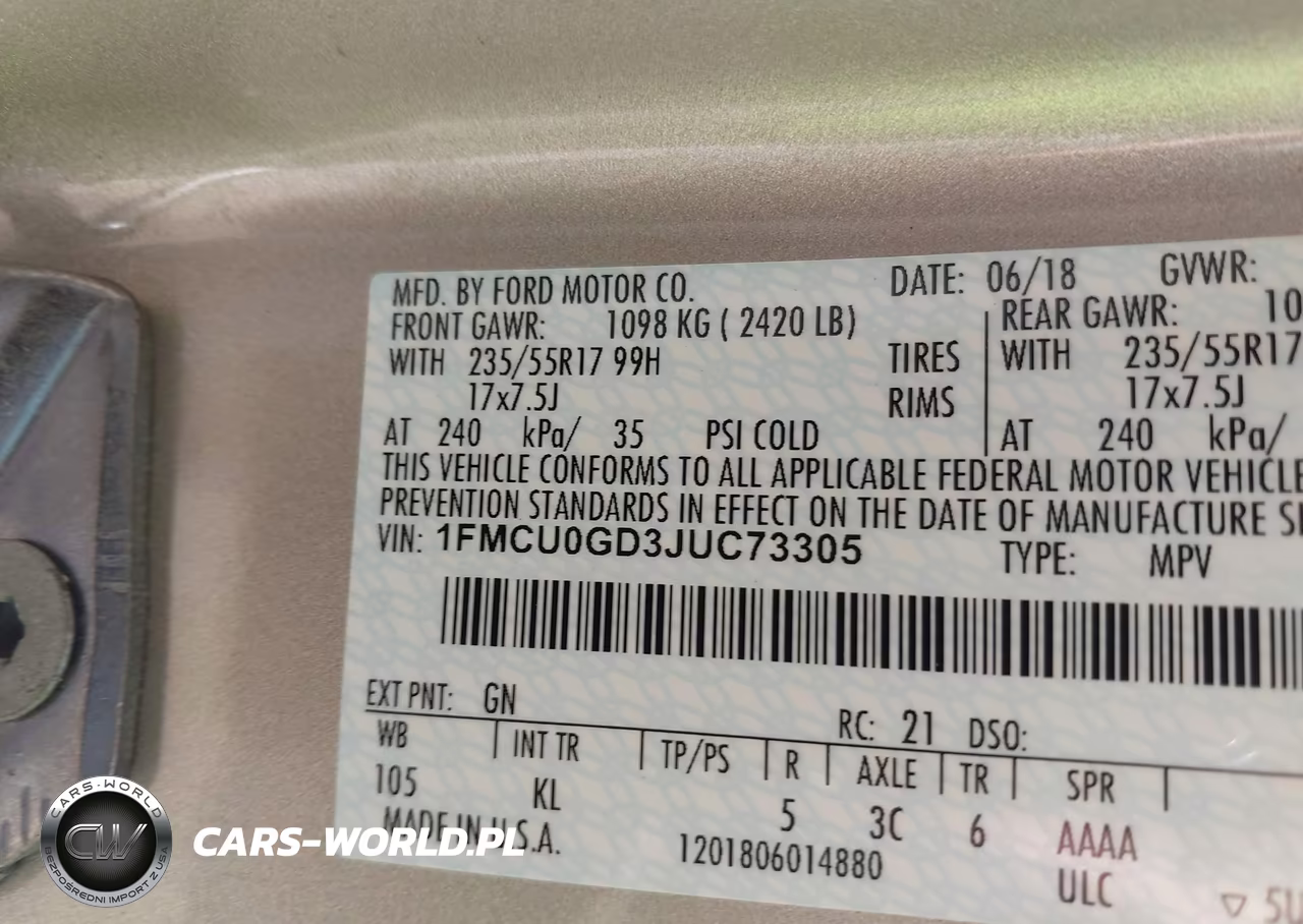 2018 Ford Escape Se VIN:1FMCU0GD3JUC73305 - 9