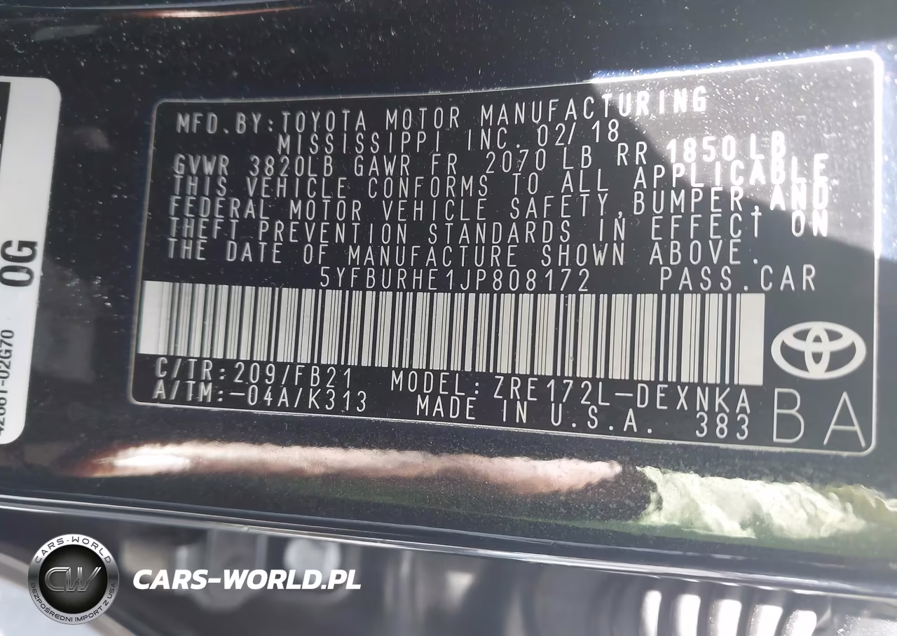 2018 Toyota Corolla Le VIN:5YFBURHE1JP808172 - 9