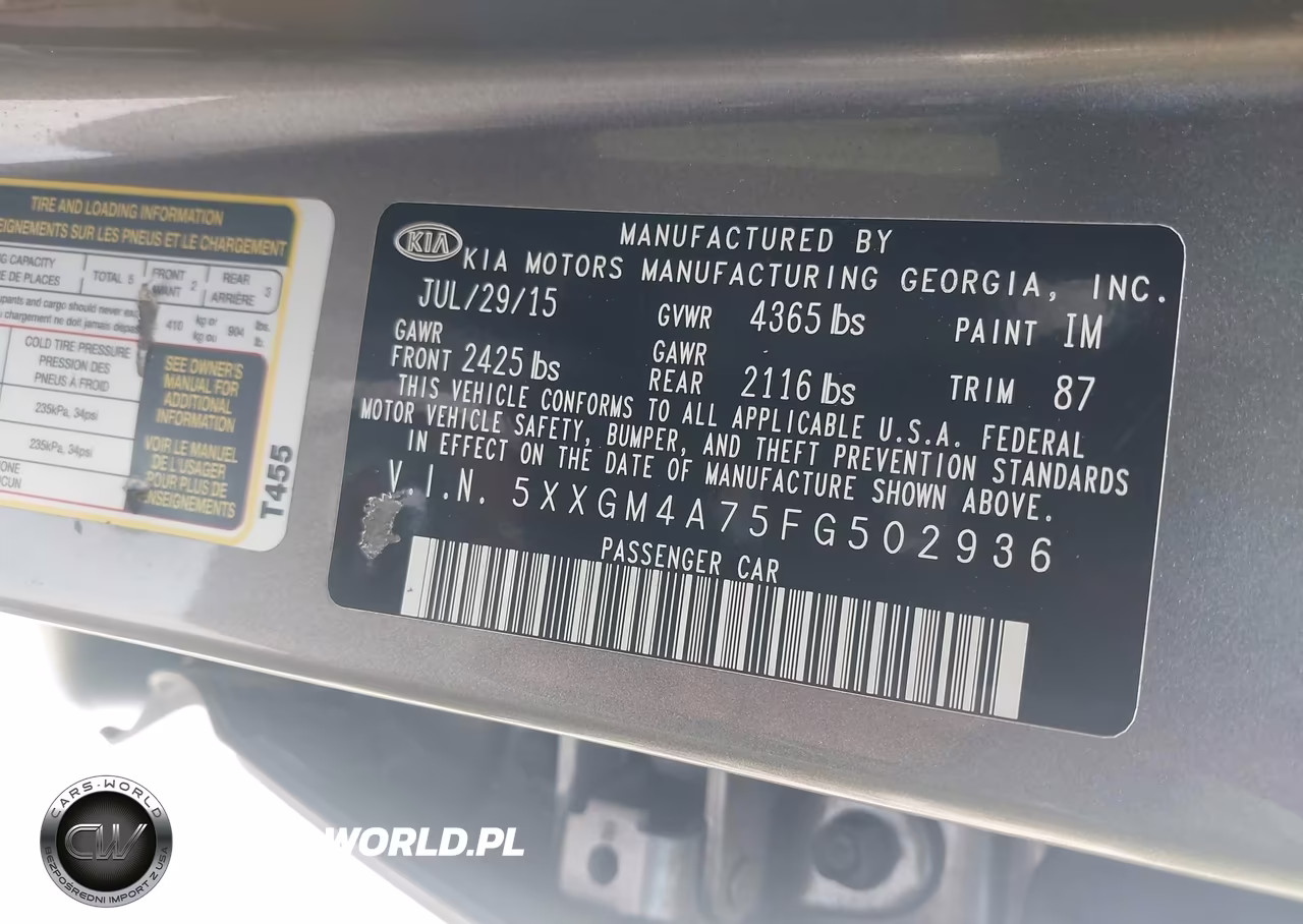 2015 Kia Optima Lx VIN:5XXGM4A75FG502936 - 9
