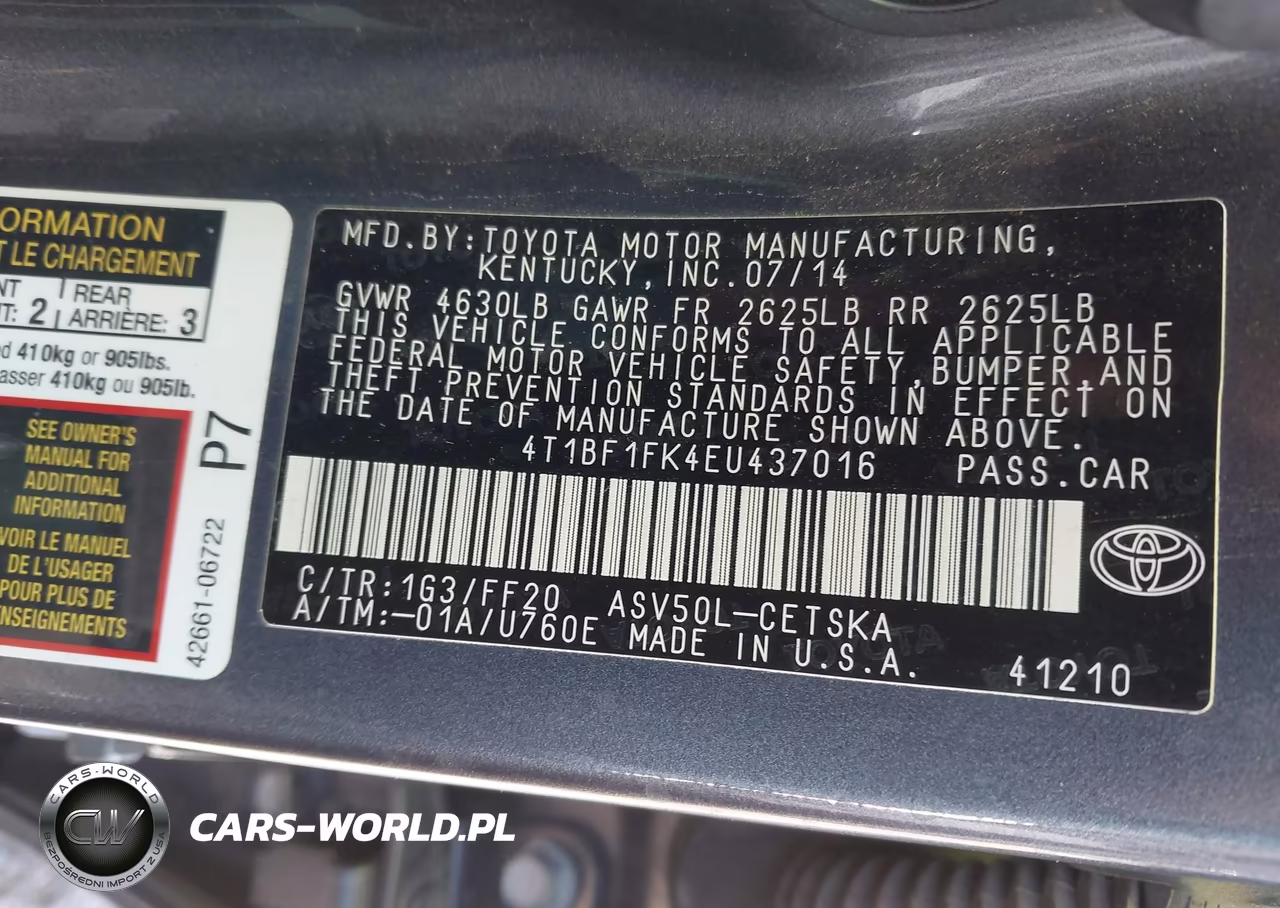 2014 Toyota Camry Se VIN:4T1BF1FK4EU437016 - 9