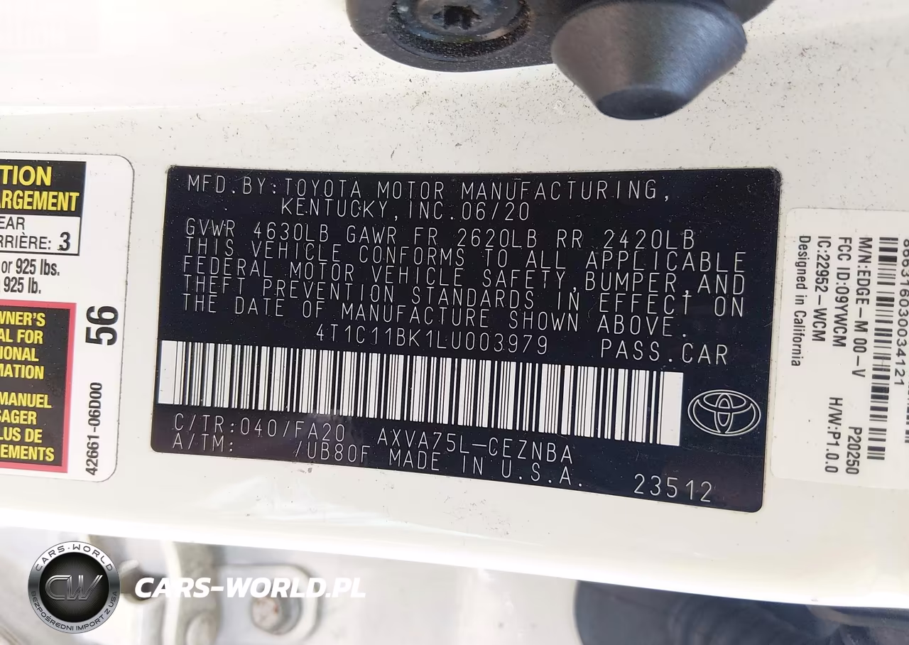 2020 Toyota Camry Le Awd VIN:4T1C11BK1LU003979 - 9
