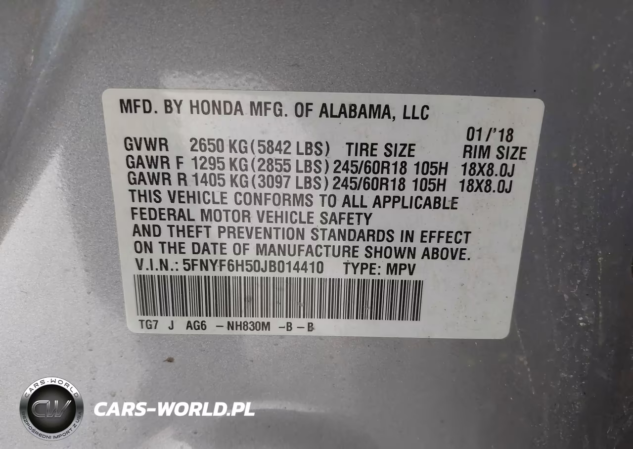 2018 Honda Pilot Ex-L VIN:5FNYF6H50JB014410 - 9