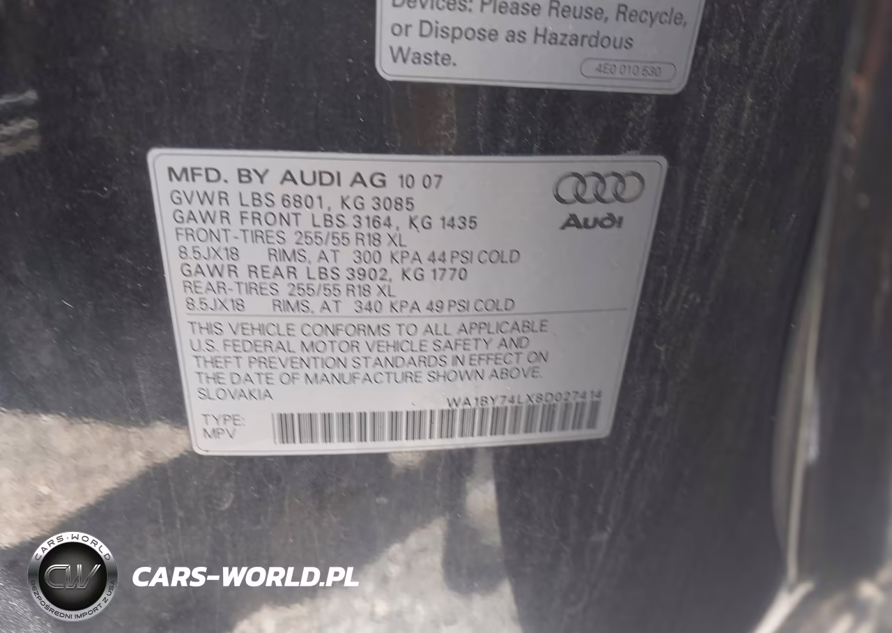 2008 Audi Q7 3.6 Premium VIN:WA1BY74LX8D027414 - 9