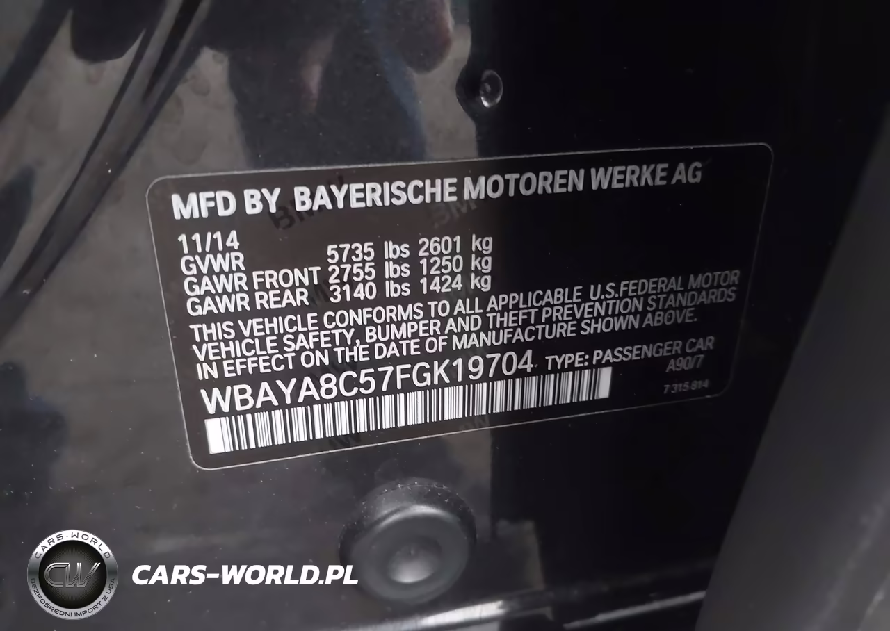 2015 BMW 750I VIN:WBAYA8C57FGK19704 - 9