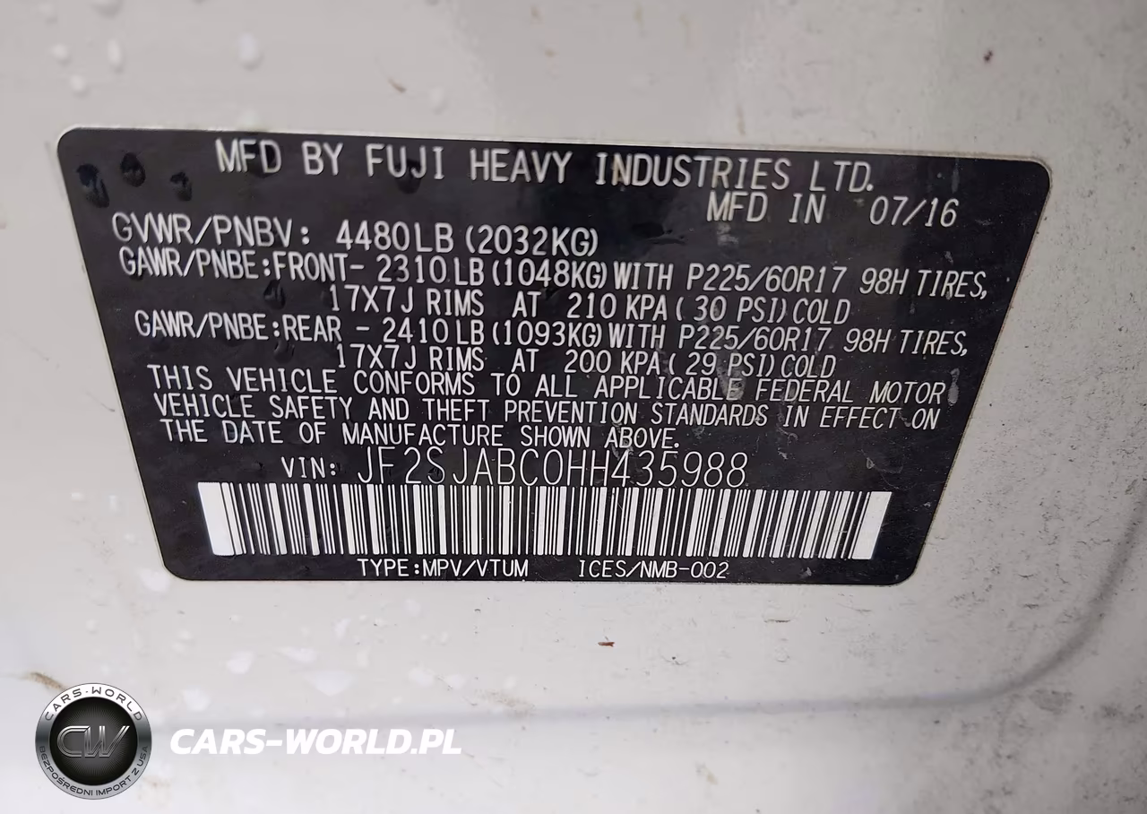 2017 Subaru Forester 2.5I VIN:JF2SJABC0HH435988 - 9