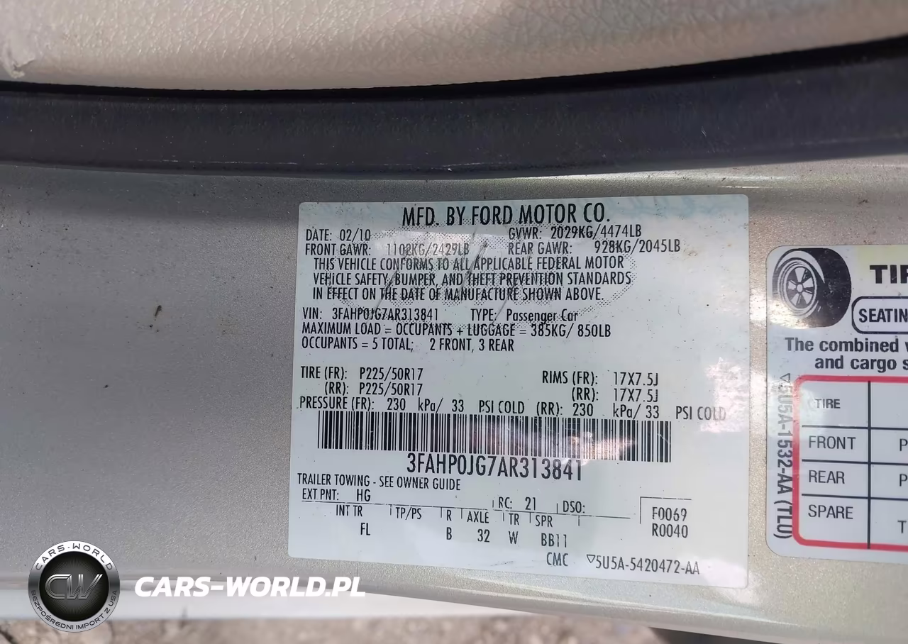 2010 Ford Fusion Sel VIN:3FAHP0JG7AR313841 - 9
