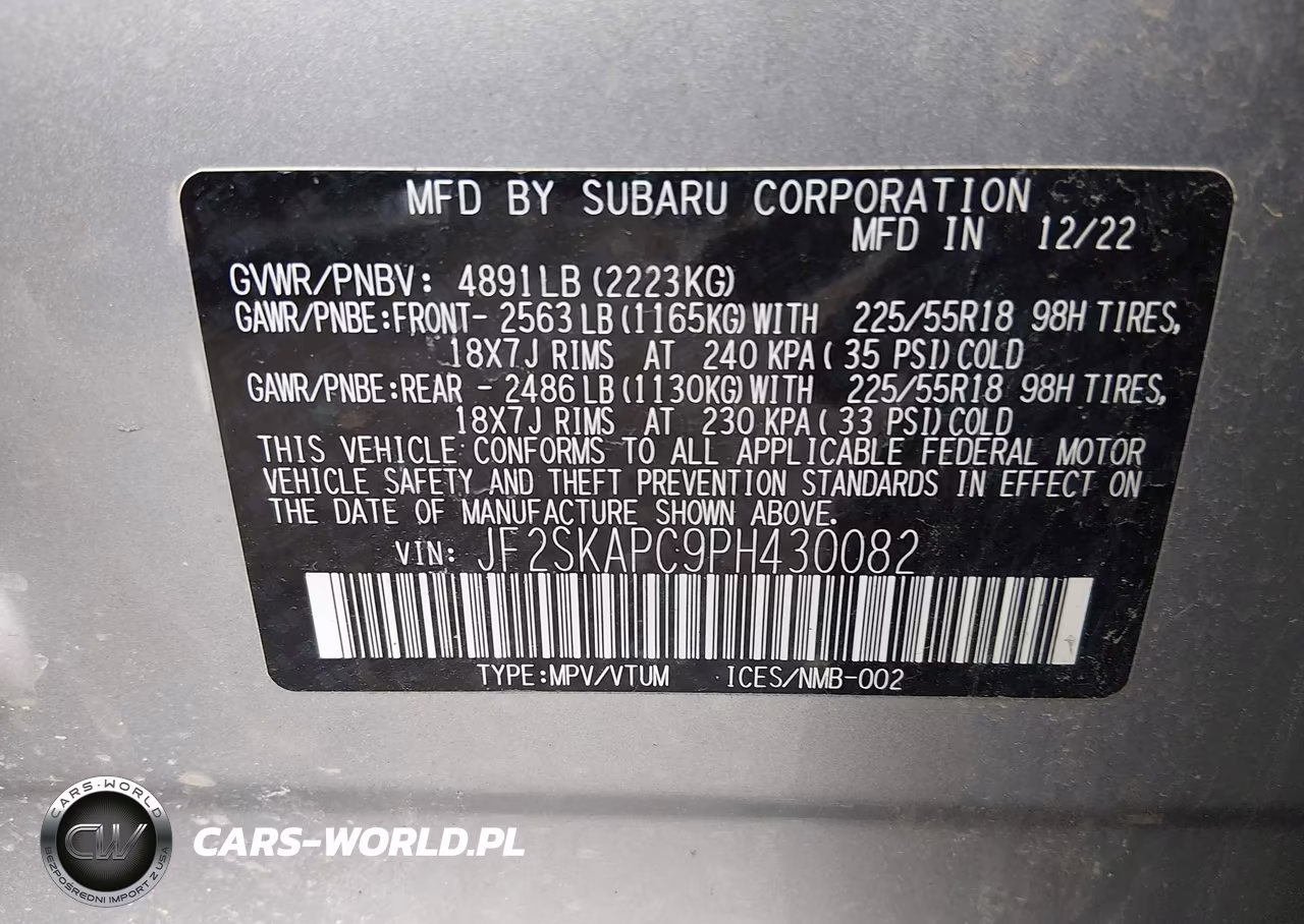 2023 Subaru Forester Limited VIN:JF2SKAPC9PH430082 - 9