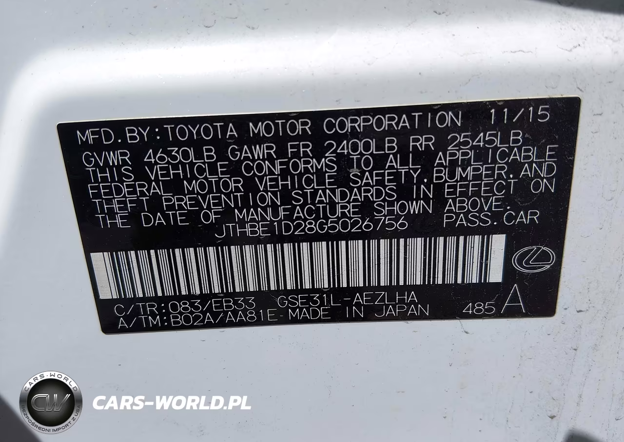 2016 Lexus Is 350 VIN:JTHBE1D28G5026756 - 9