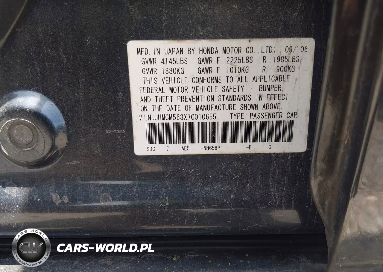 2007 Honda Accord 2.4 Se VIN:JHMCM563X7C010655 - 9