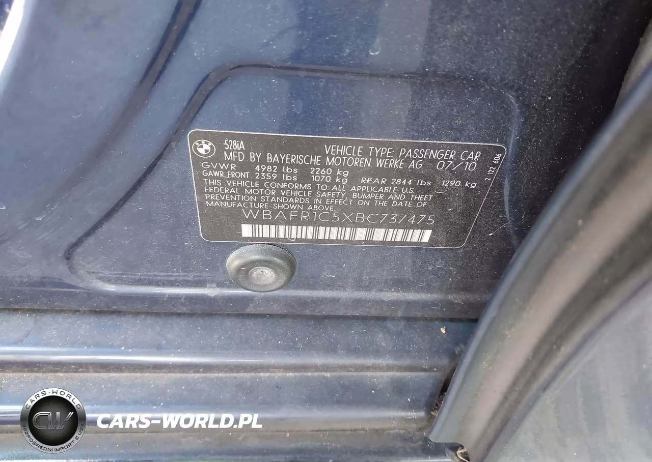 2011 BMW 528I VIN:WBAFR1C5XBC737475 - 9
