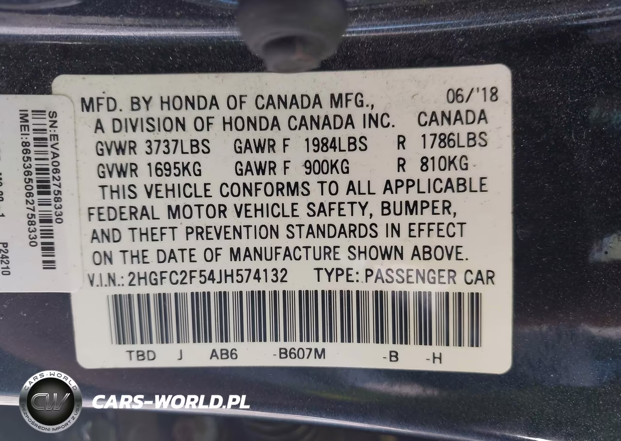 2018 Honda Civic Lx VIN:2HGFC2F54JH574132 - 9