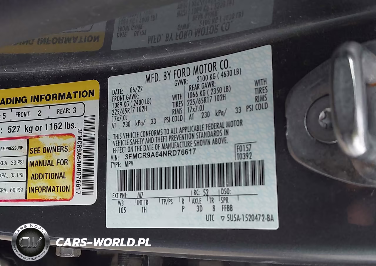 2022 Ford Bronco Sport VIN:3FMCR9A64NRD76617 - 9