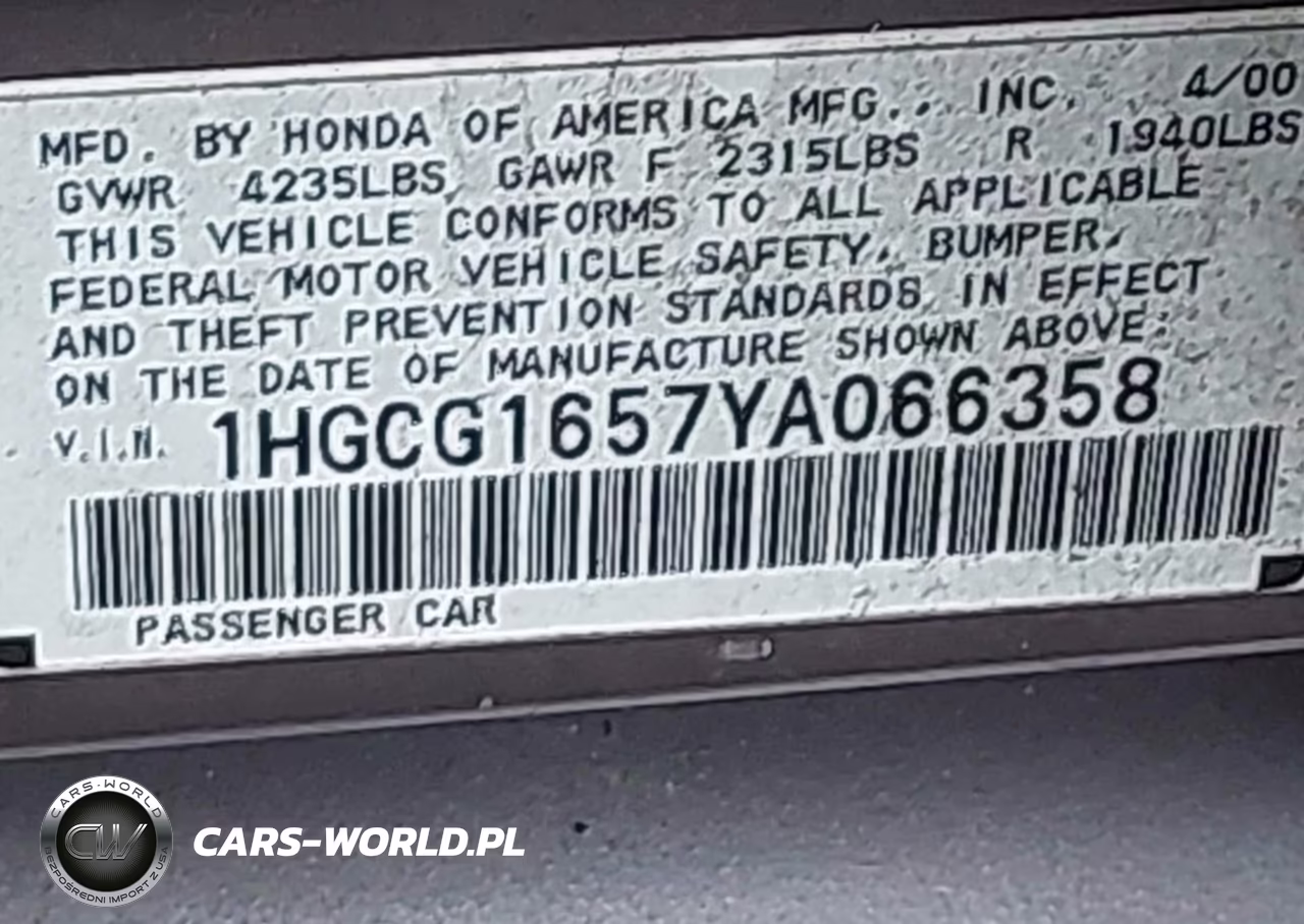 2000 Honda Accord 3.0 Ex VIN:1HGCG1657YA066358 - 9