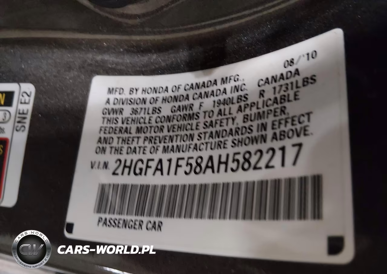 2010 Honda Civic Lx VIN:2HGFA1F58AH582217 - 9