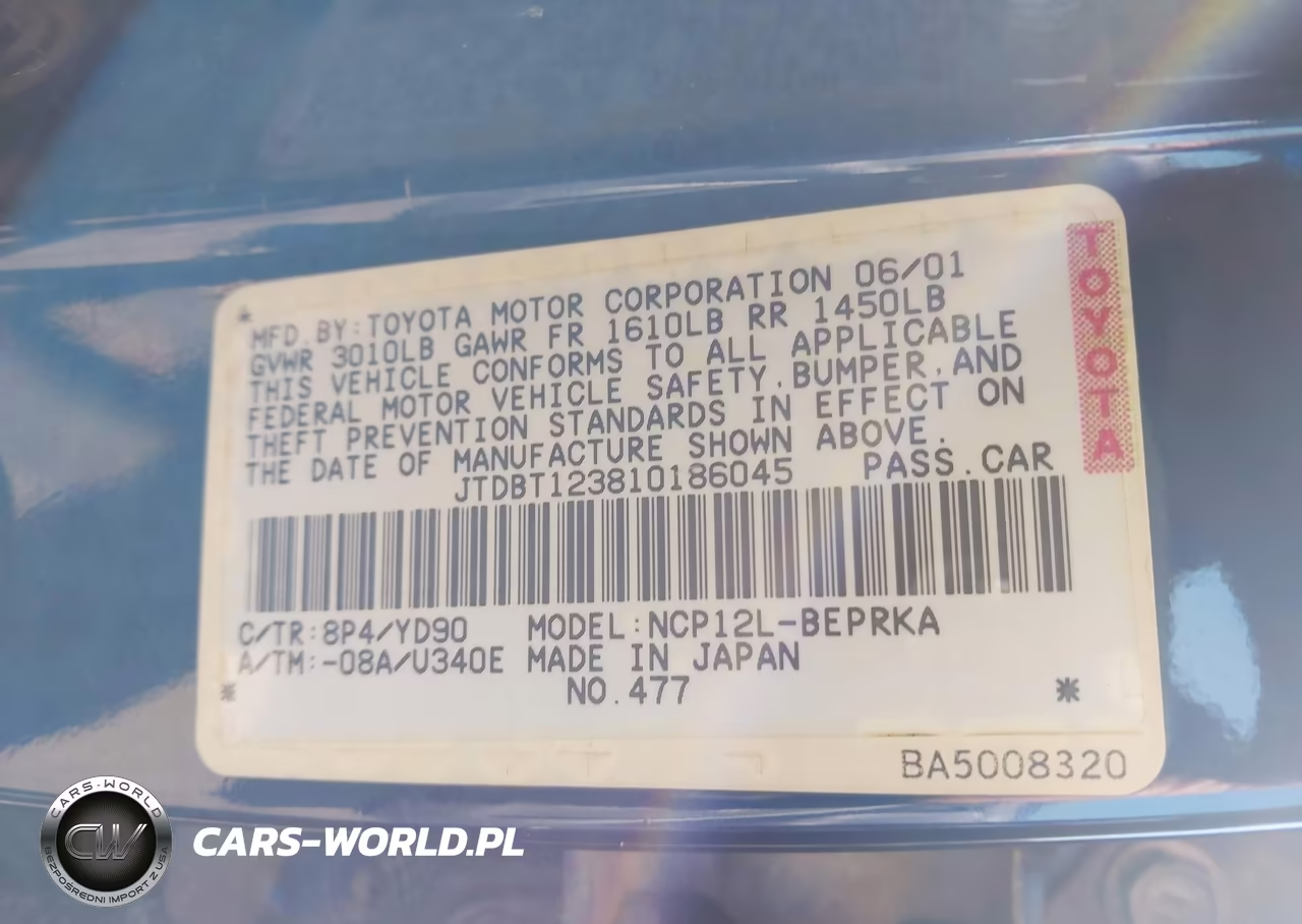 2001 Toyota Echo VIN:JTDBT123810186045 - 9