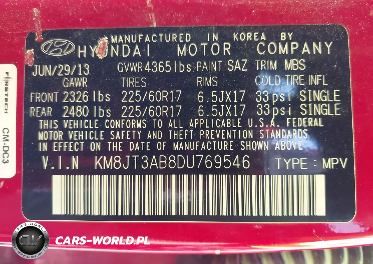 2013 Hyundai Tucson Gl VIN:KM8JT3AB8DU769546 - 9