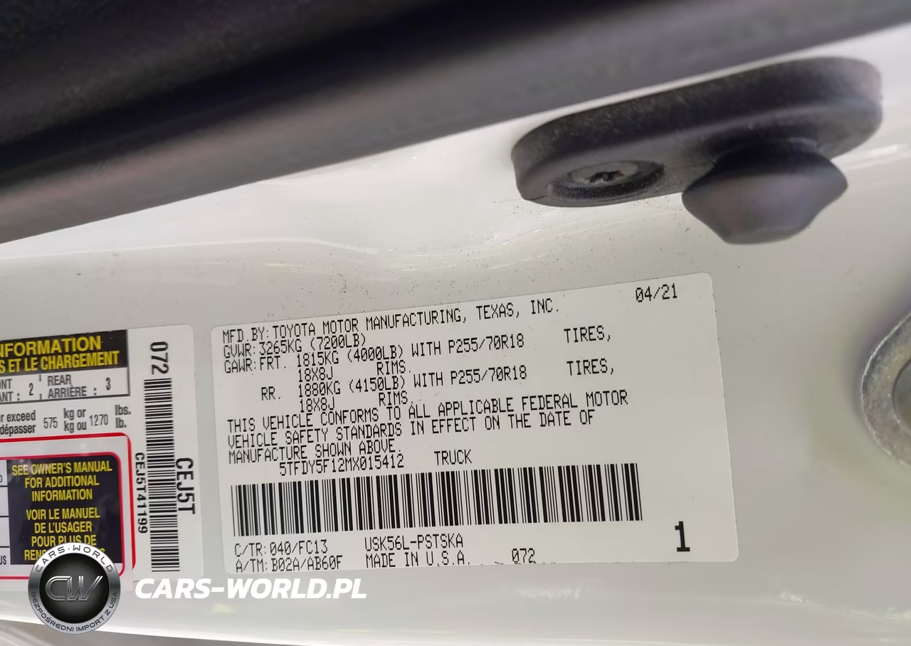 2021 Toyota Tundra Sr5 VIN:5TFDY5F12MX015412 - 9