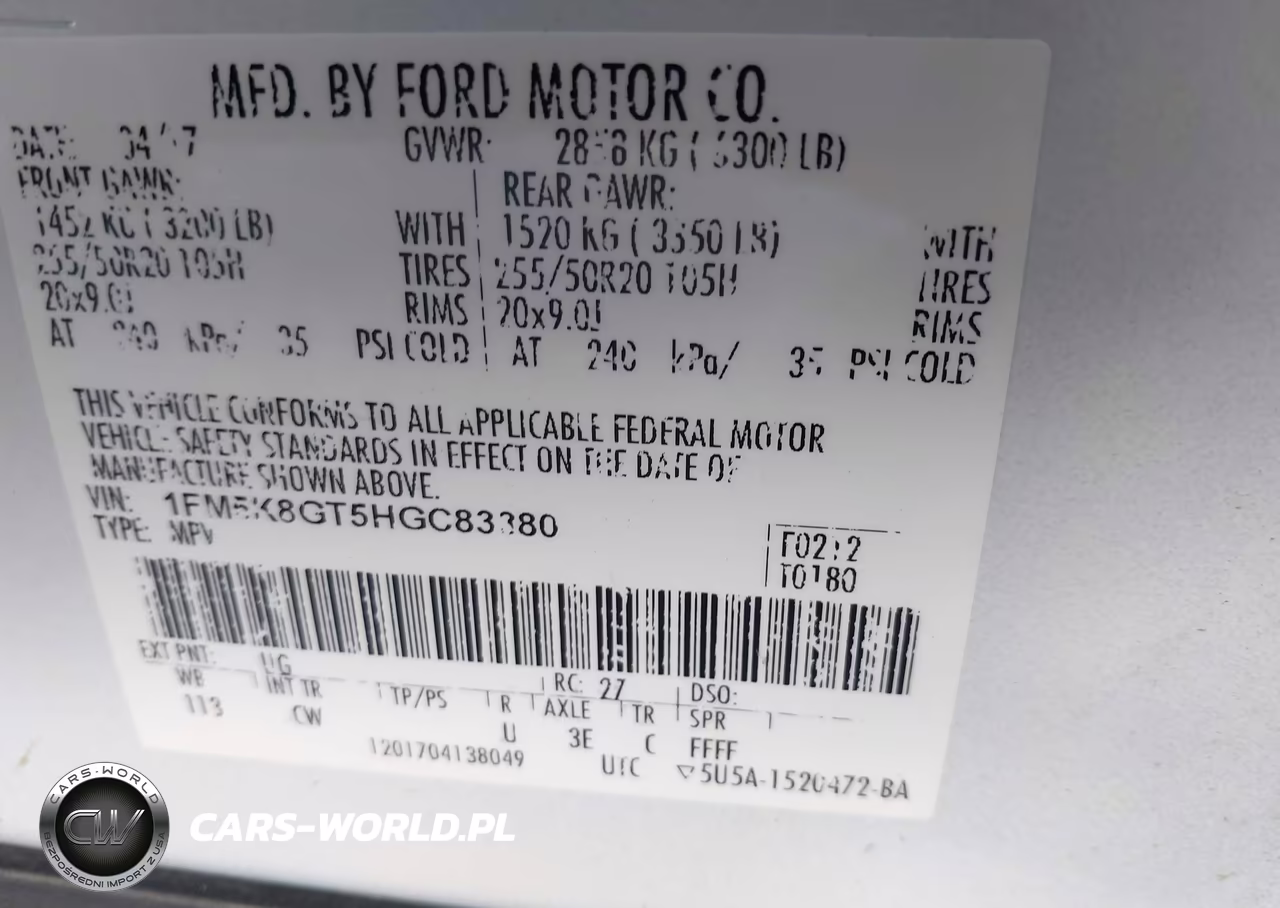 2017 Ford Explorer Sport VIN:1FM5K8GT5HGC83380 - 9