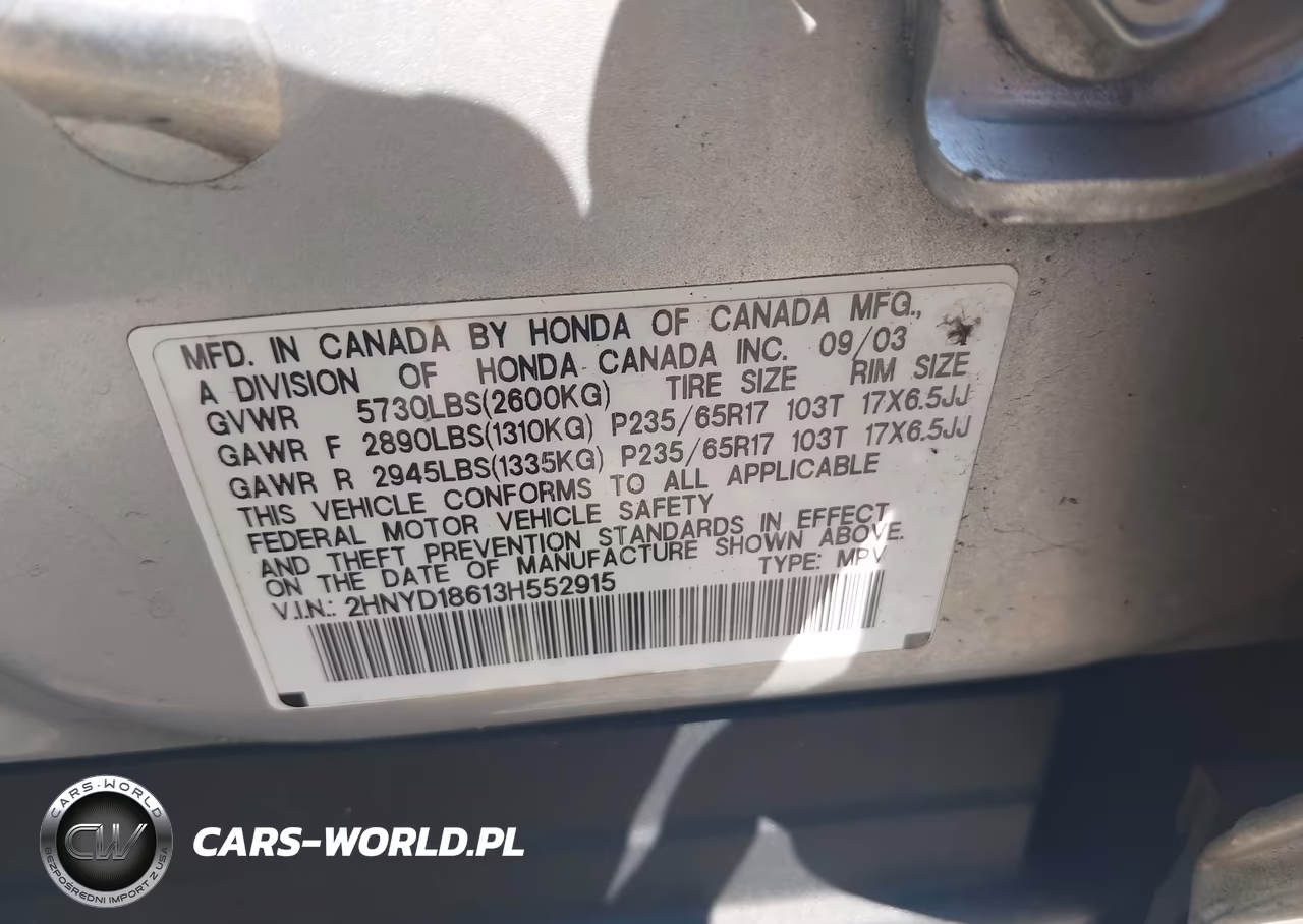 2003 Acura Mdx VIN:2HNYD18613H552915 - 9