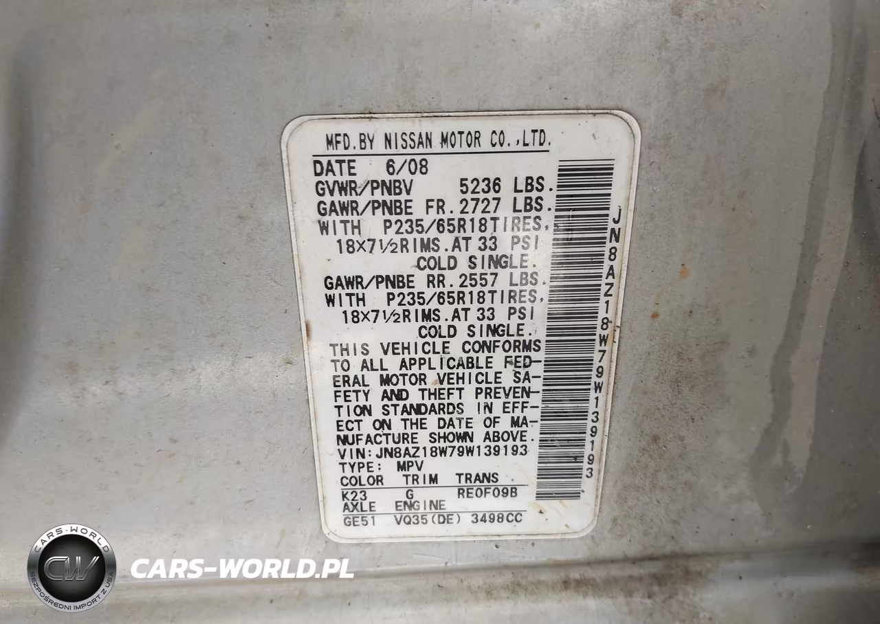 2009 Nissan Murano Sl VIN:JN8AZ18W79W139193 - 9