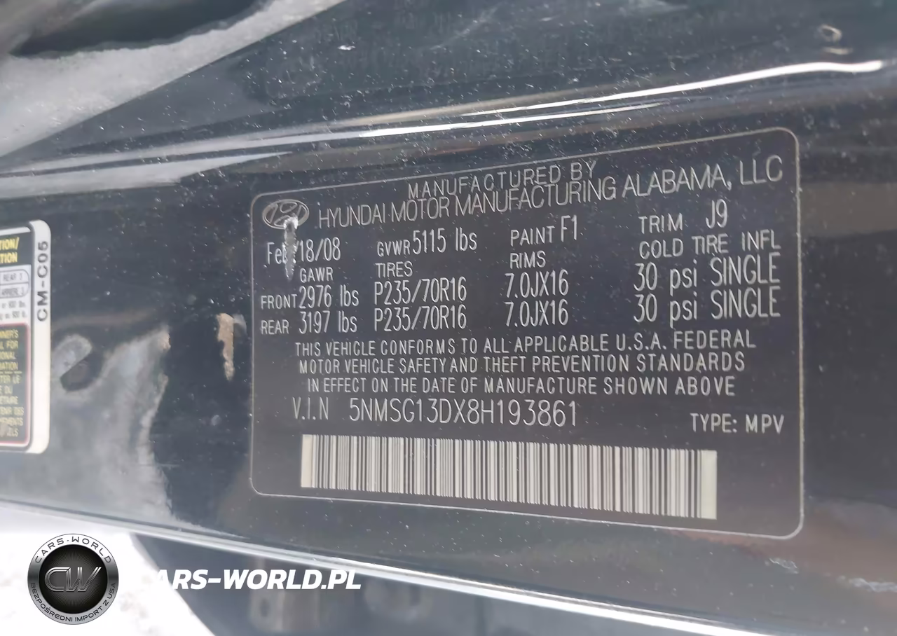 2008 Hyundai Santa Fe Gls VIN:5NMSG13DX8H193861 - 9