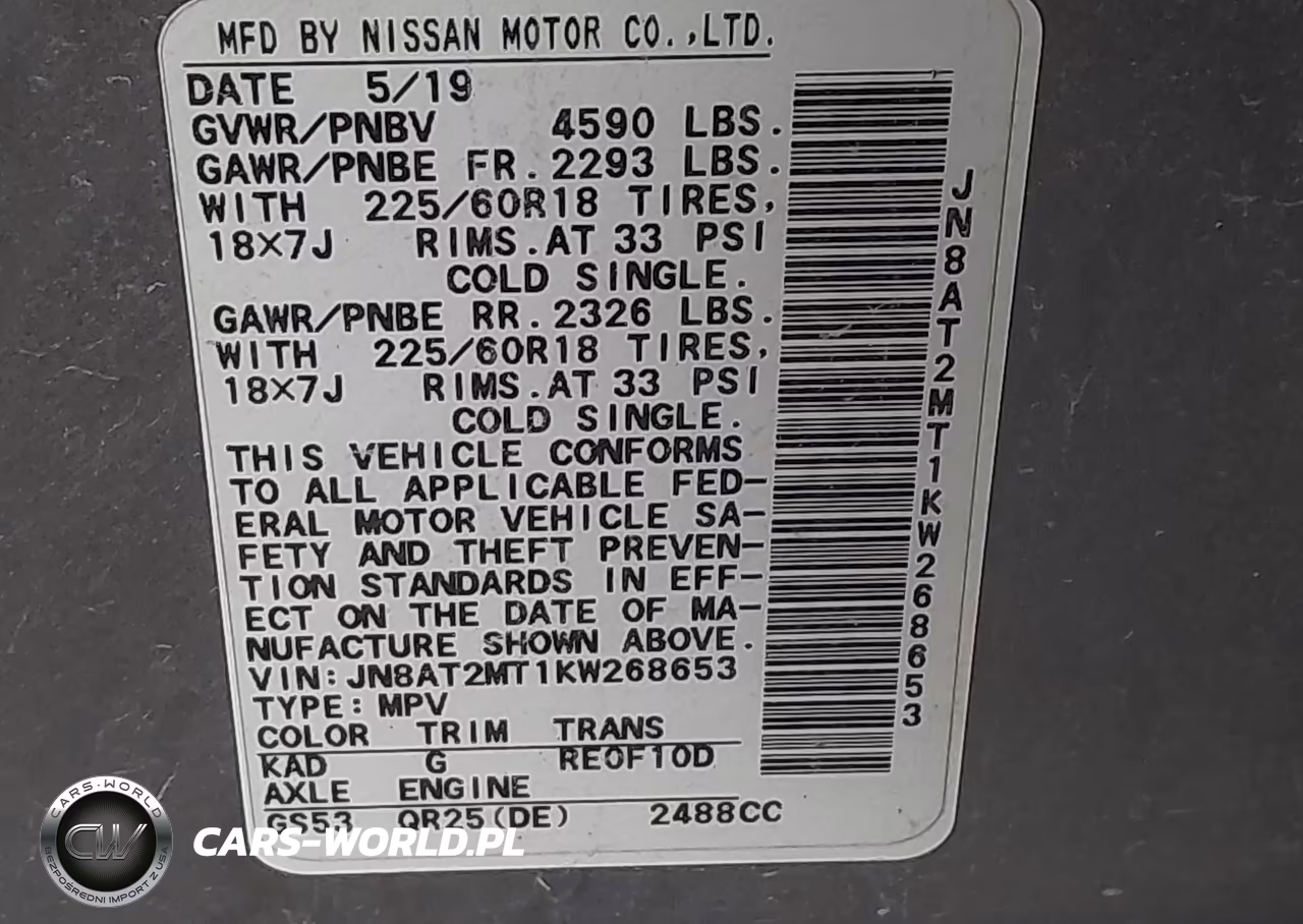 2019 Nissan Rogue Sv VIN:JN8AT2MT1KW268653 - 9