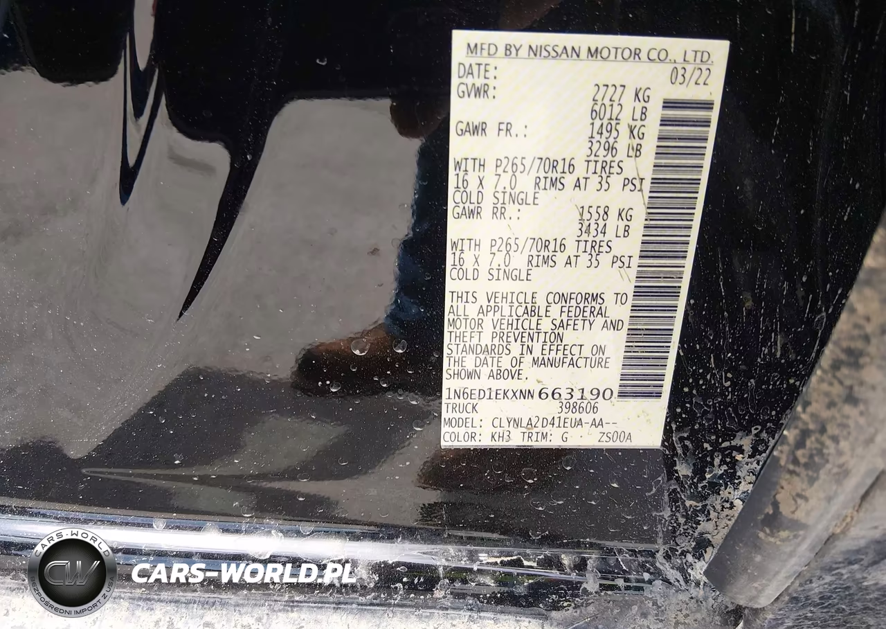 2022 Nissan Frontier S 4X4 VIN:1N6ED1EKXNN663190 - 9
