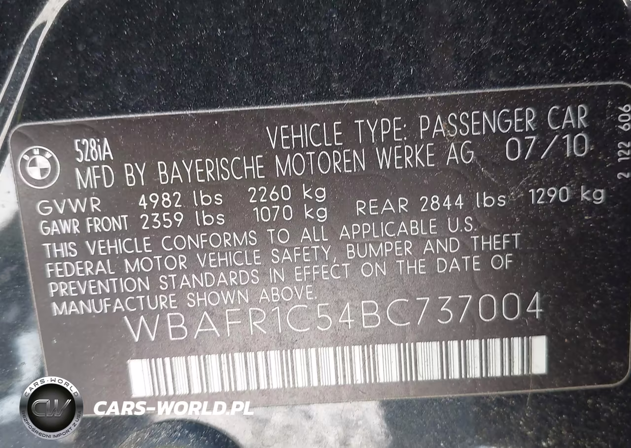 2011 BMW 528I VIN:WBAFR1C54BC737004 - 9