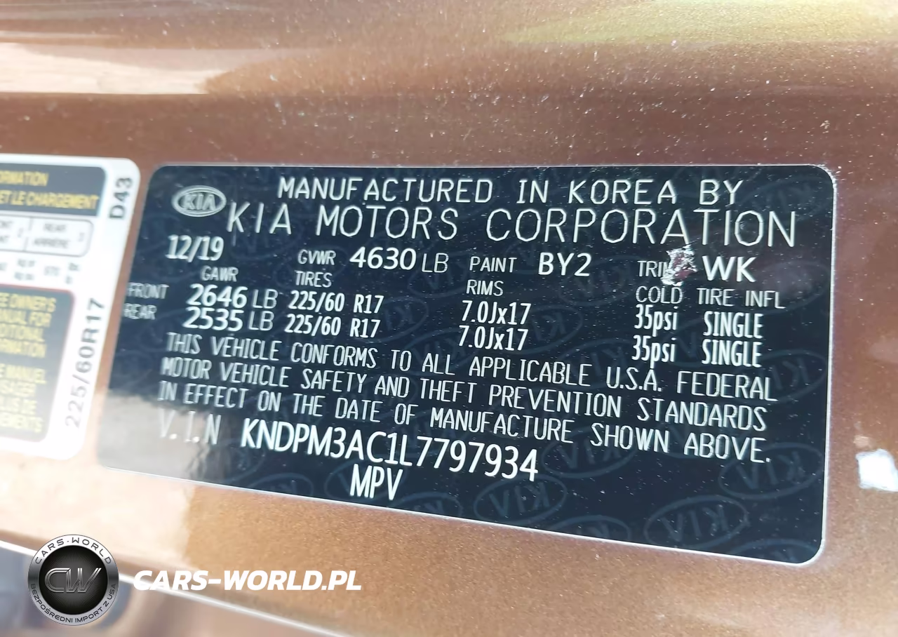 2020 Kia Sportage Lx VIN:KNDPM3AC1L7797934 - 9
