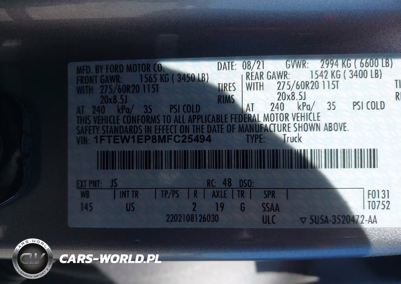 2021 Ford F-150 Xlt VIN:1FTEW1EP8MFC25494 - 9