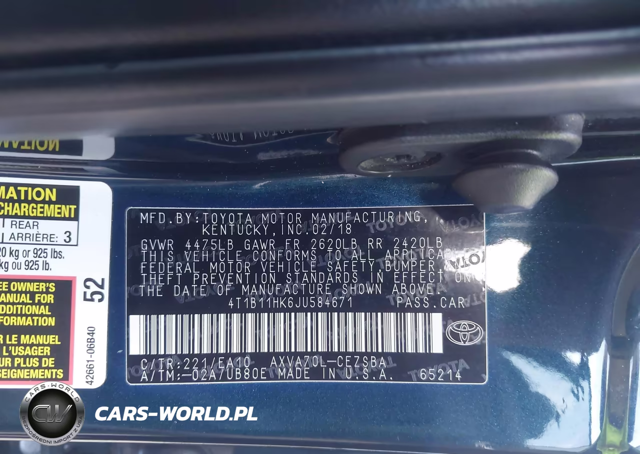 2018 Toyota Camry Se VIN:4T1B11HK6JU584671 - 9