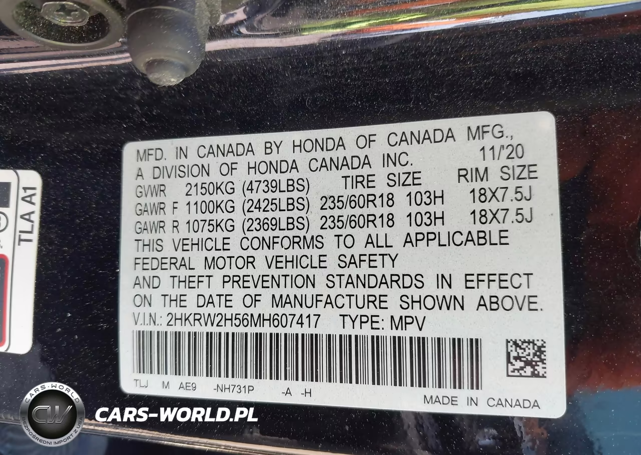 2021 Honda Cr-V Awd Ex VIN:2HKRW2H56MH607417 - 9