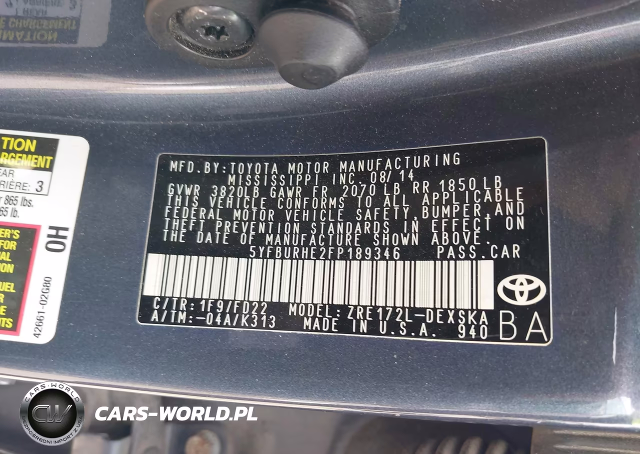 2015 Toyota Corolla S Plus VIN:5YFBURHE2FP189346 - 9