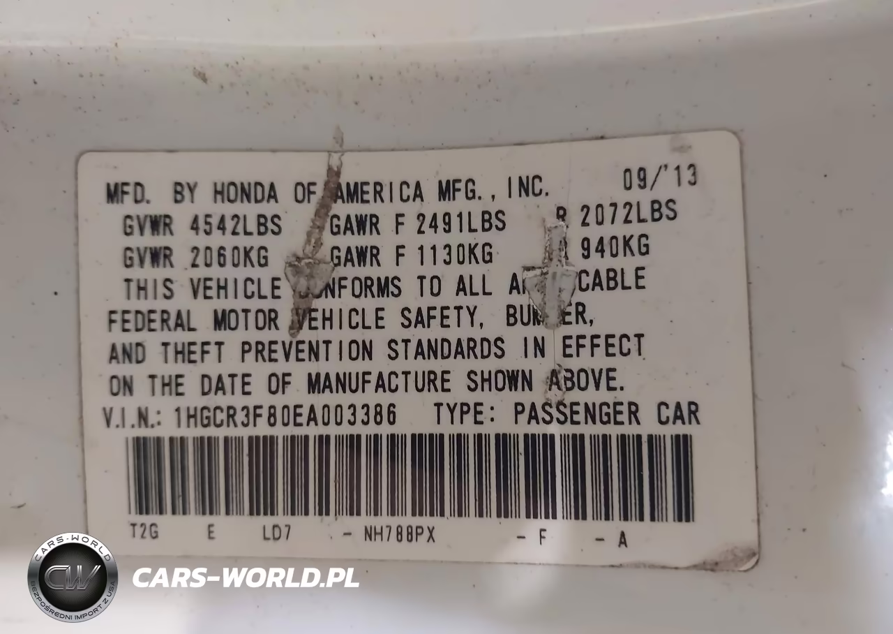 2014 Honda Accord Exl VIN:1HGCR3F80EA003386 - 9