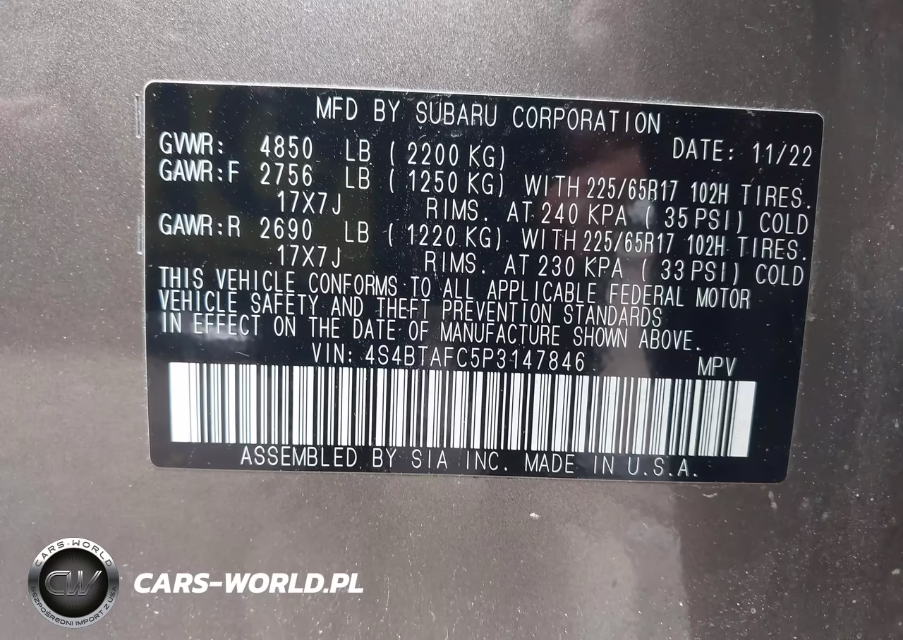 2023 Subaru Outback Premium VIN:4S4BTAFC5P3147846 - 9