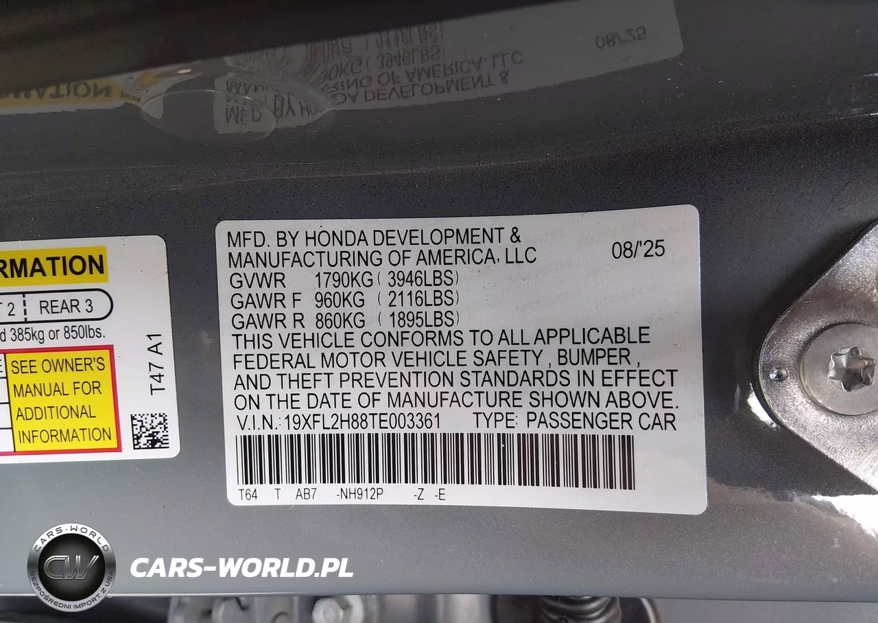 2026 Honda Civic Sport VIN:19XFL2H88TE003361 - 9