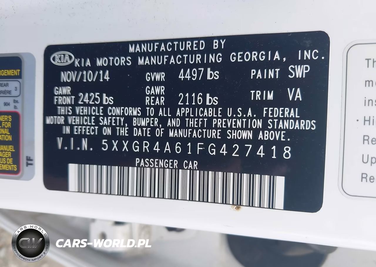 2015 Kia Optima Sxl Turbo VIN:5XXGR4A61FG427418 - 9