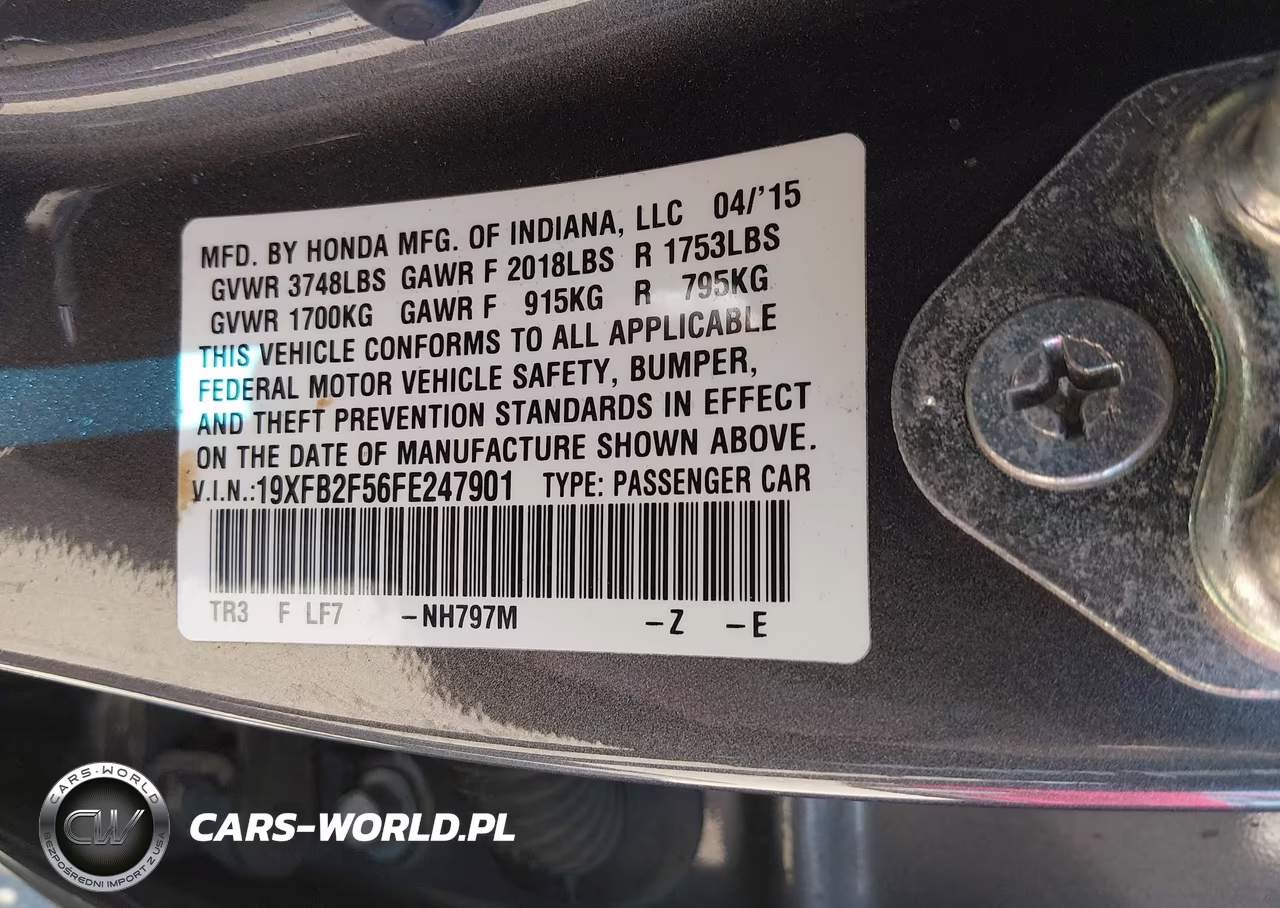 2015 Honda Civic Lx VIN:19XFB2F56FE247901 - 9