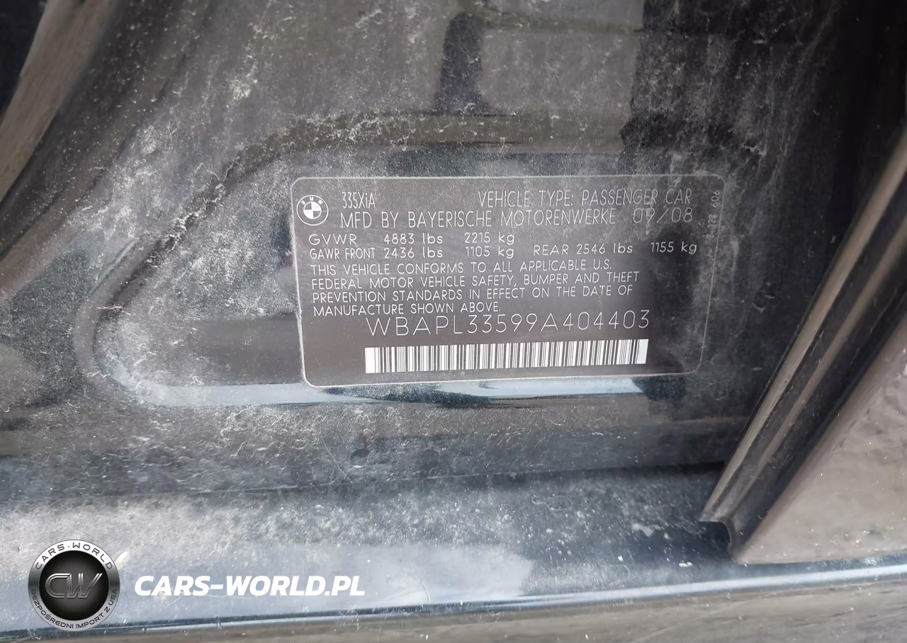 2009 BMW 335I xDrive VIN:WBAPL33599A404403 - 9