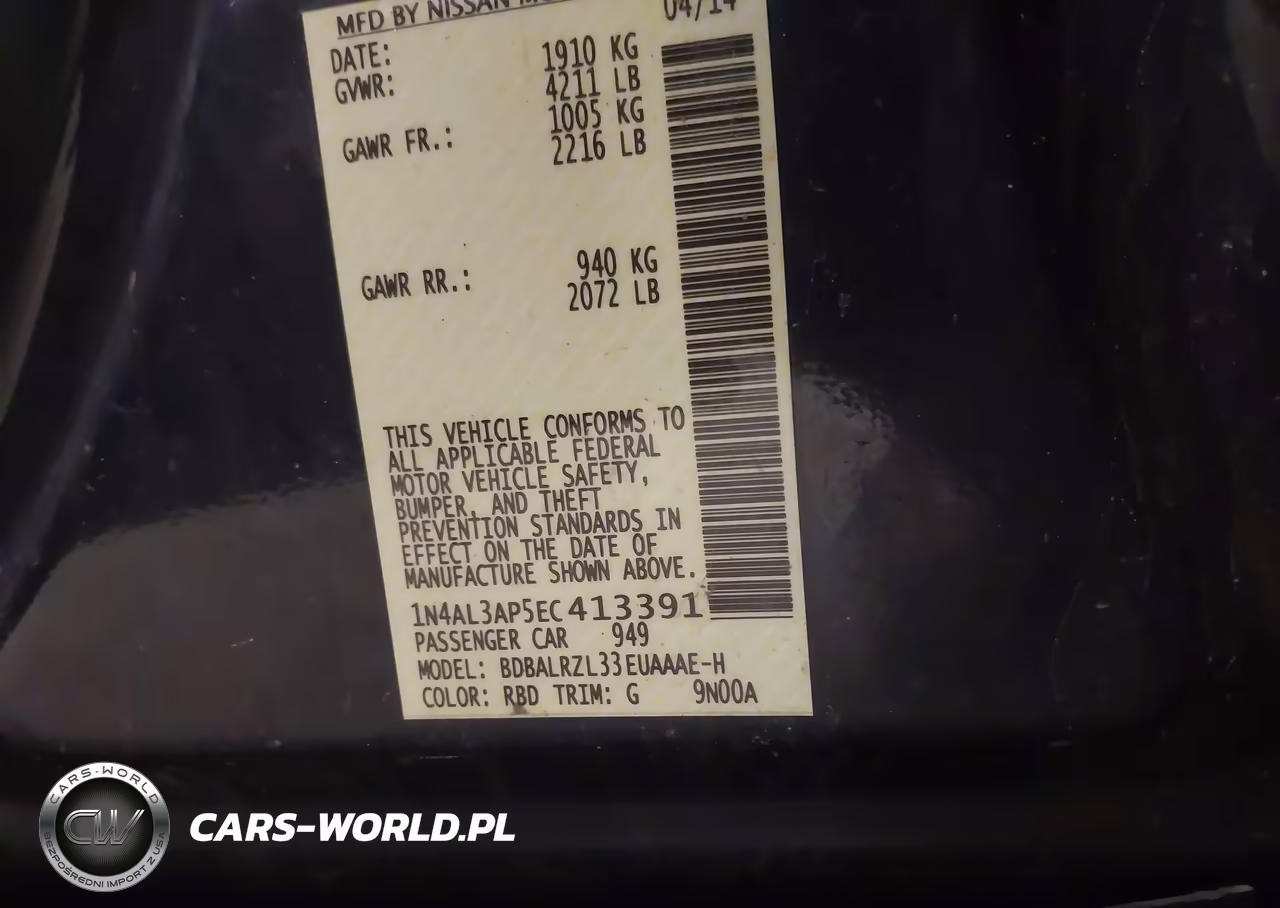 2014 Nissan Altima 2.5 S VIN:1N4AL3AP5EC413391 - 9