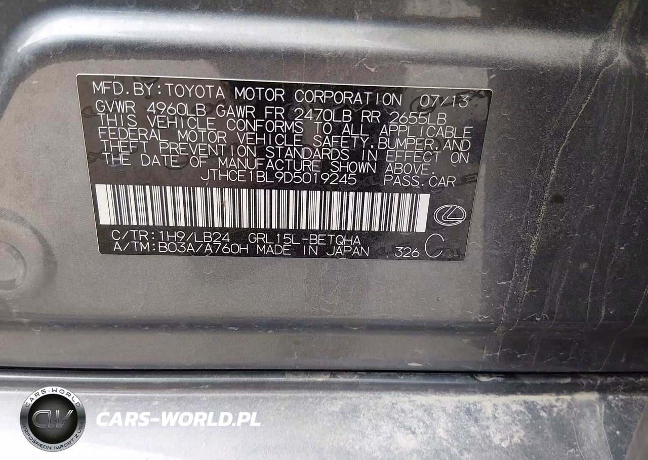 2013 Lexus Gs 350 VIN:JTHCE1BL9D5019245 - 9