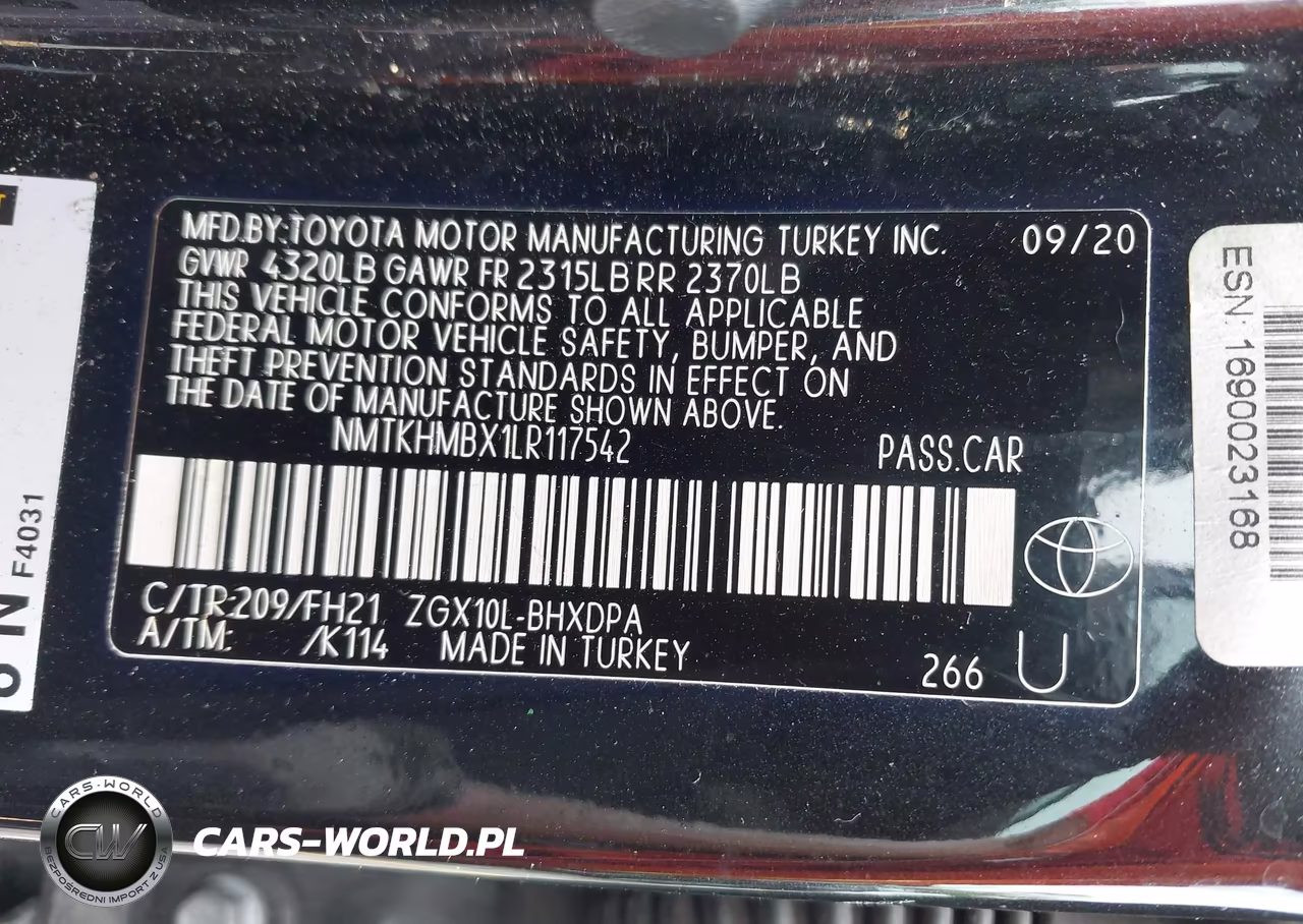 2020 Toyota C-Hr Le VIN:NMTKHMBX1LR117542 - 9