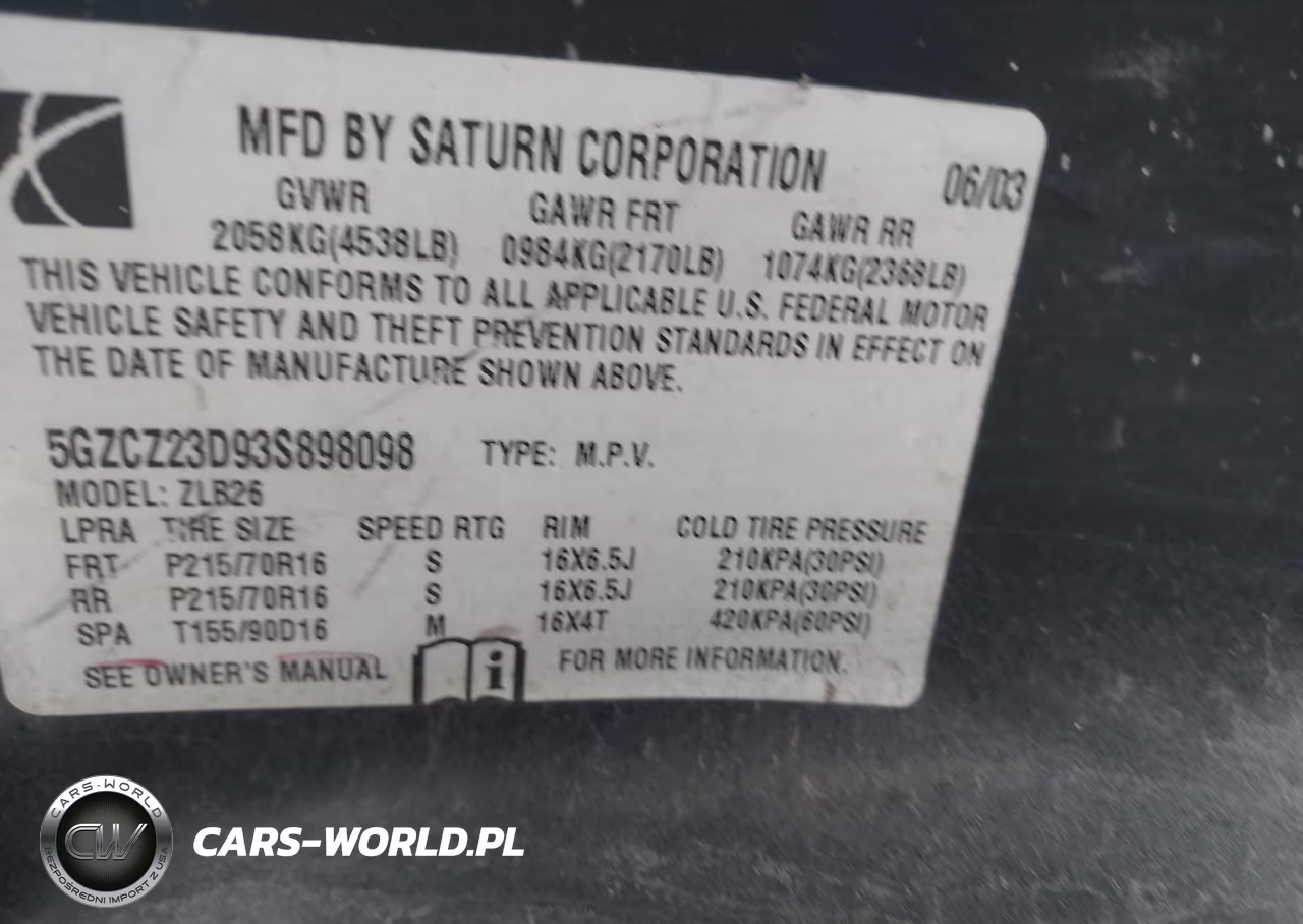 2003 Saturn Vue VIN:5GZCZ23D93S898098 - 9