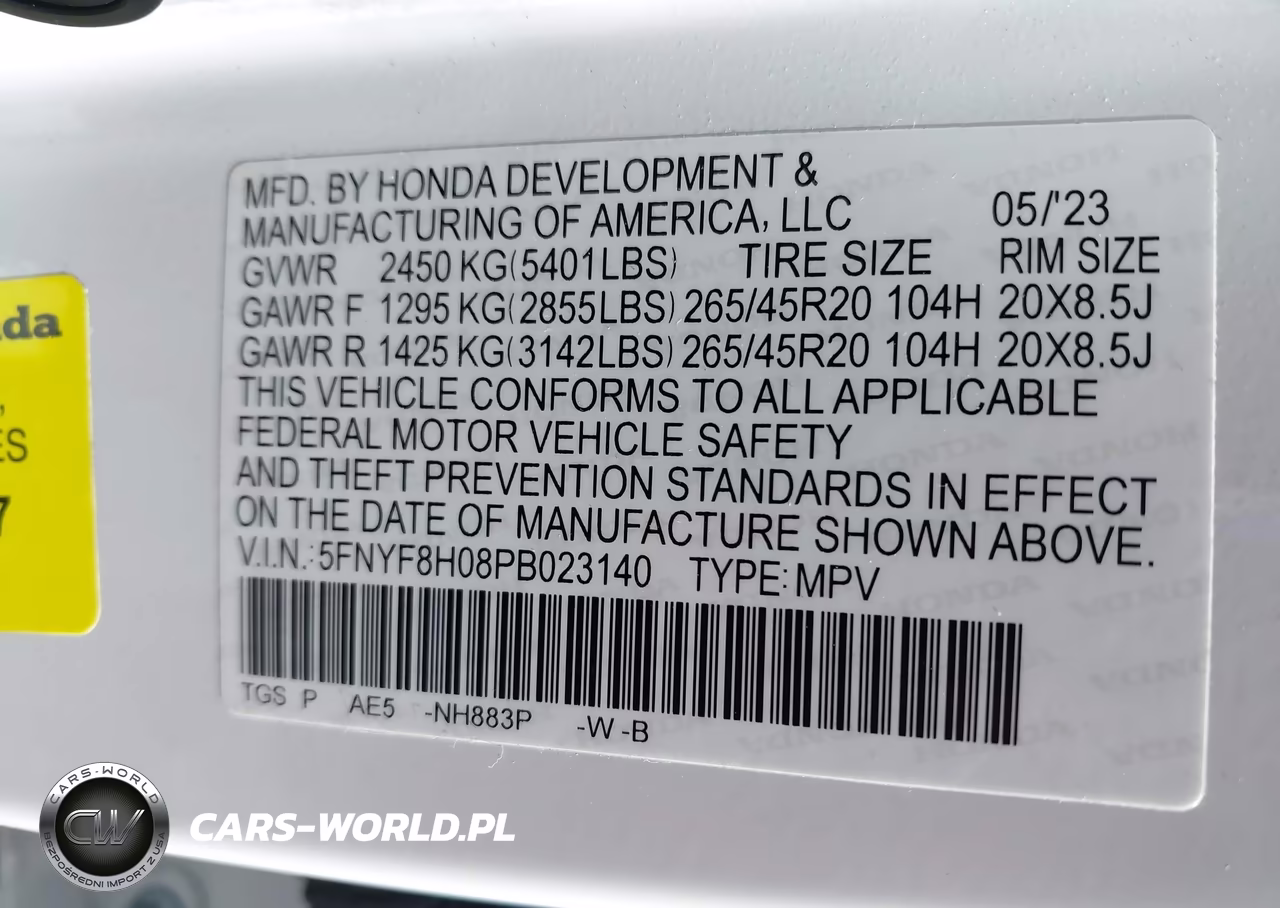 2023 Honda Passport Awd Elite VIN:5FNYF8H08PB023140 - 9