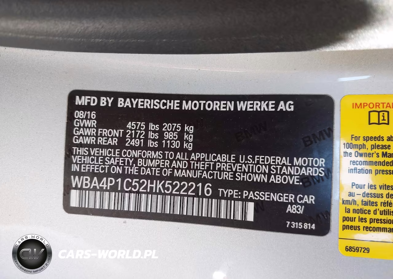 2017 BMW 440I VIN:WBA4P1C52HK522216 - 9