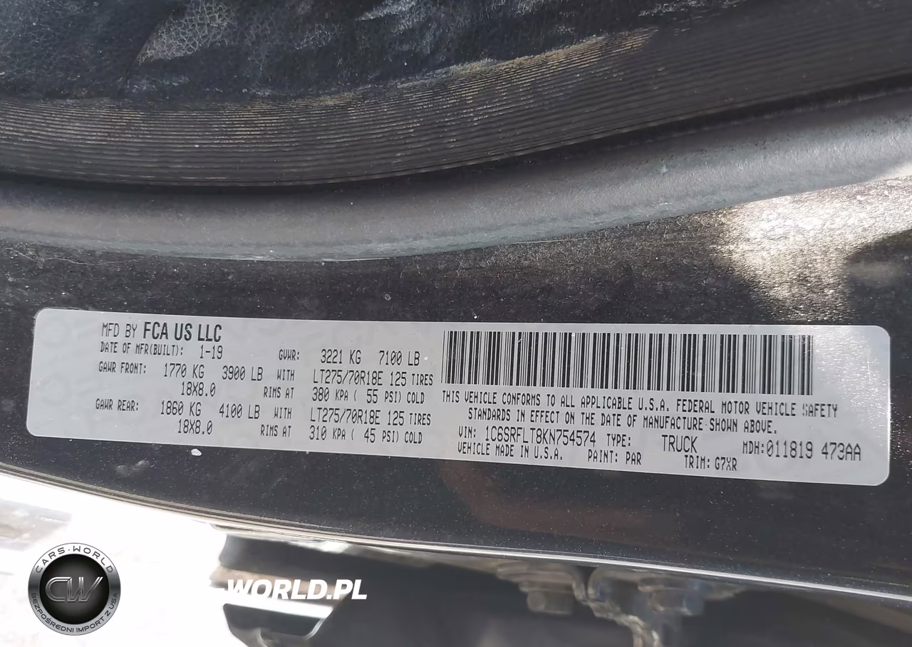 2019 Ram 1500 Rebel 4X4 5'7 Box VIN:1C6SRFLT8KN754574 - 9